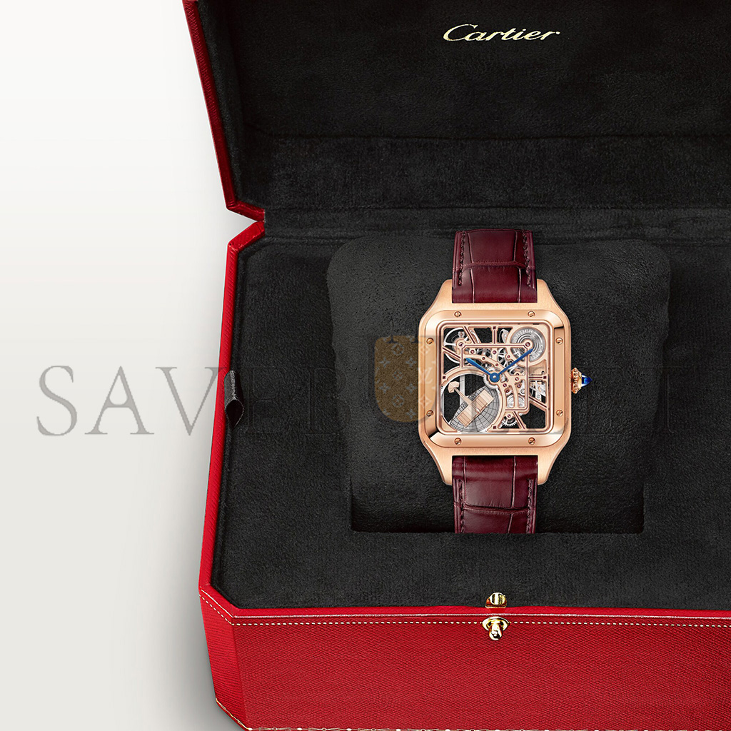 Ca*t*er santos-dumont skeleton watch with micro-rotor whsa0030